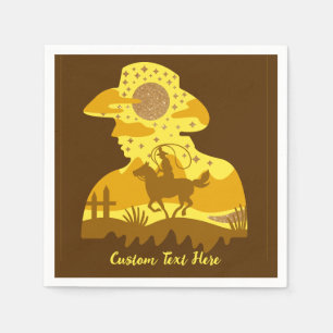 Serviette En Papier Western Cowboy Parties scintillant Horse Lasso Per