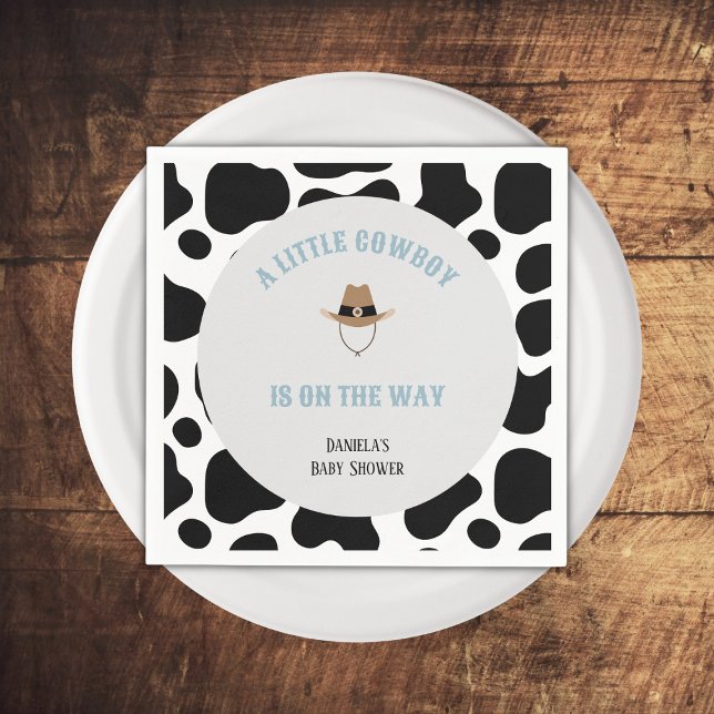 Serviette En Papier Western Cowboy Rodeo Cow Imprimer Baby shower garç (little cowboy baby shower napkins cowprint western wild west rodeo)