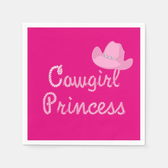 Serviette En Papier Western Cowgirl Princesse Avec Parti Casquette Ros (Devant)