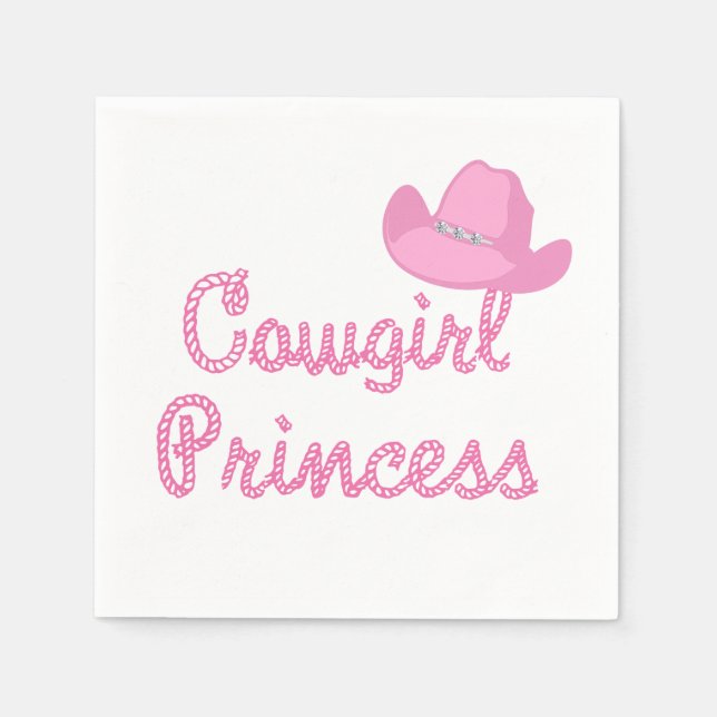 Serviette En Papier Western Cowgirl Princesse Avec Parti Casquette Ros (Devant)