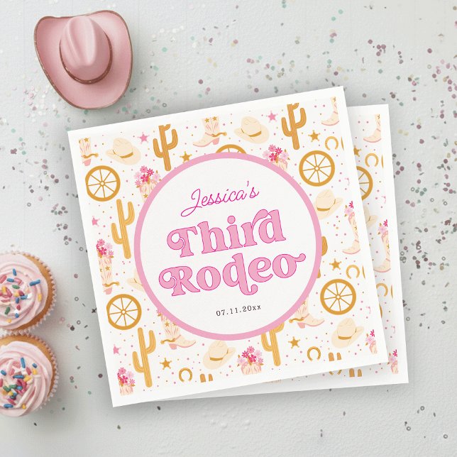 Serviette En Papier Western Cowgirl Third Rodeo 3rd Birthday Party (Créateur téléchargé)