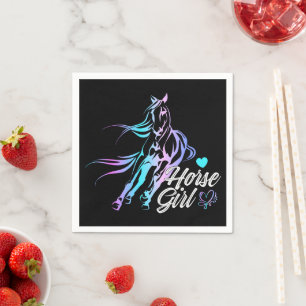 Serviette En Papier Western Equestriy Cowgirl Black Horse Party