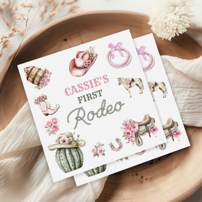 Serviette En Papier Western First Rodeo Cowgirl Birthday Napkins (Créateur téléchargé)