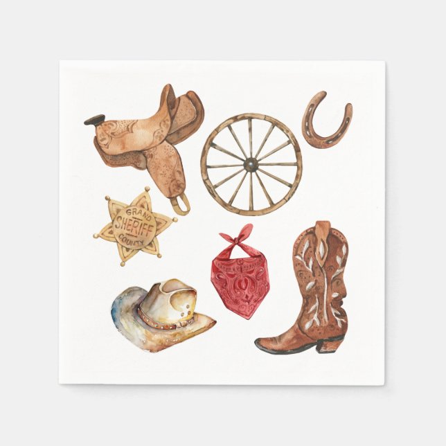Serviette En Papier Western First Rodeo Wild West Cowboy Napkin (Devant)