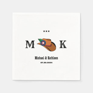 Serviette En Papier Western Floral Cowboy Casquette Rustique Mariage c