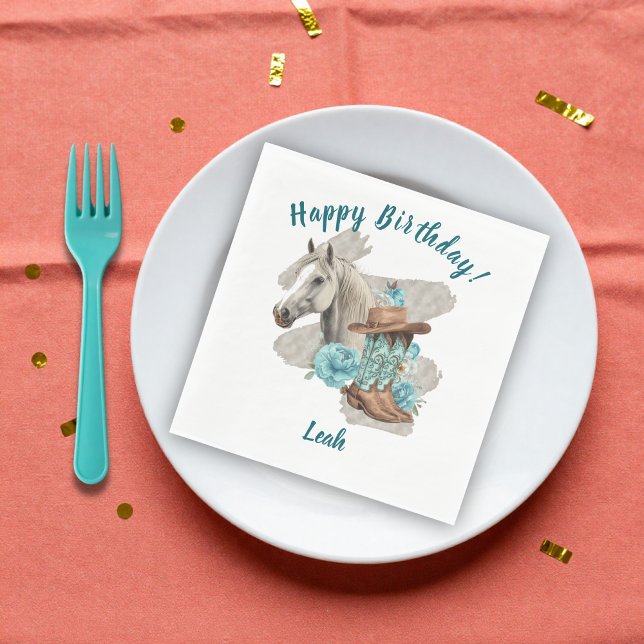 Serviette En Papier Western Horse Floral Equestrian- Napkins (Créateur téléchargé)