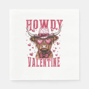 Serviette En Papier Western Howdy Highland Cow Valentines Day Highland