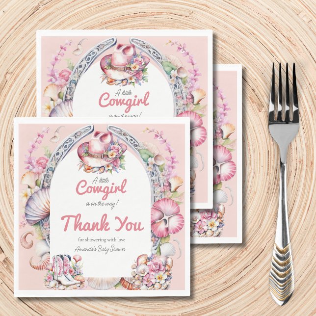 Serviette En Papier Western Little Cowgirl Baby shower côtier rose (Créateur téléchargé)