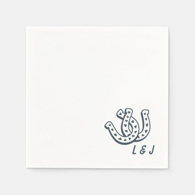 Serviette En Papier Western Mariage Custom Initials Country Cocktail (Devant)