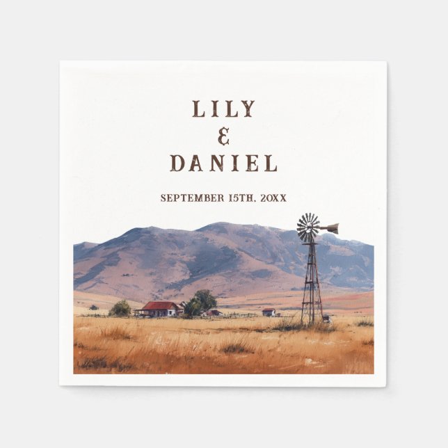 Serviette En Papier Western Mountain Ranch Wedding (Devant)