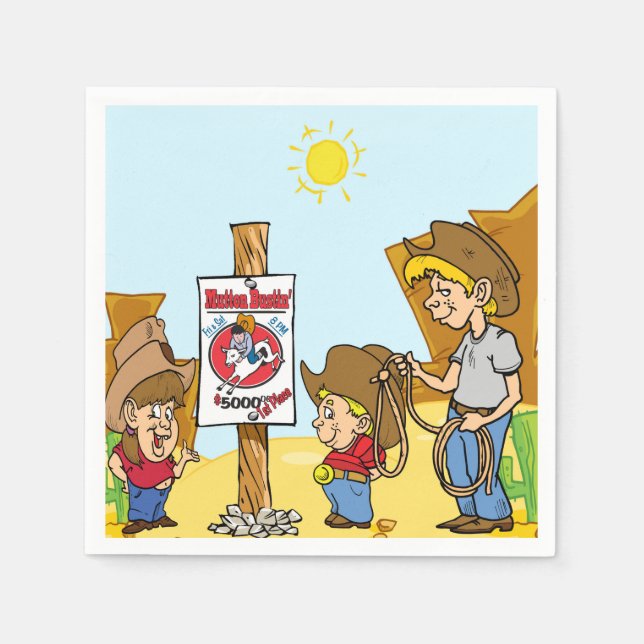 Serviette En Papier Western Mutton Bustin Rodeo Kids (Devant)