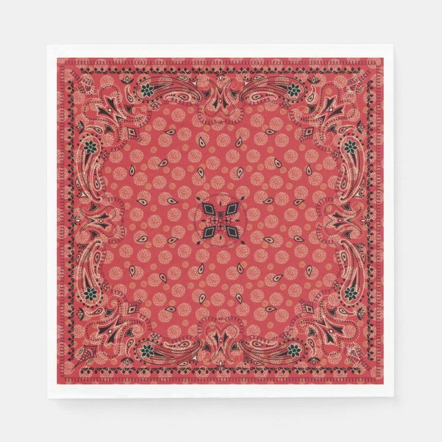 Serviette En Papier Western Paisley Red Bandana (Devant)