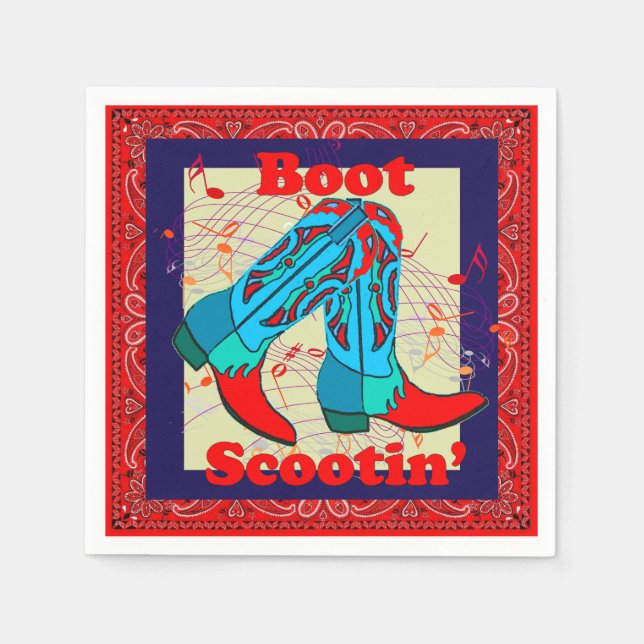 Serviette En Papier Western Party Cowboy Boot Scootin' Dance (Devant)