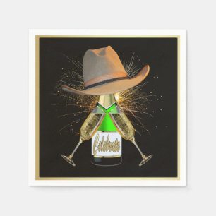 Serviette En Papier Western Party Cowboy Casquette Champagne Frieworks