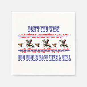 Serviette En Papier Western Party Napkins Rodéo Cowgirl Calf Roping