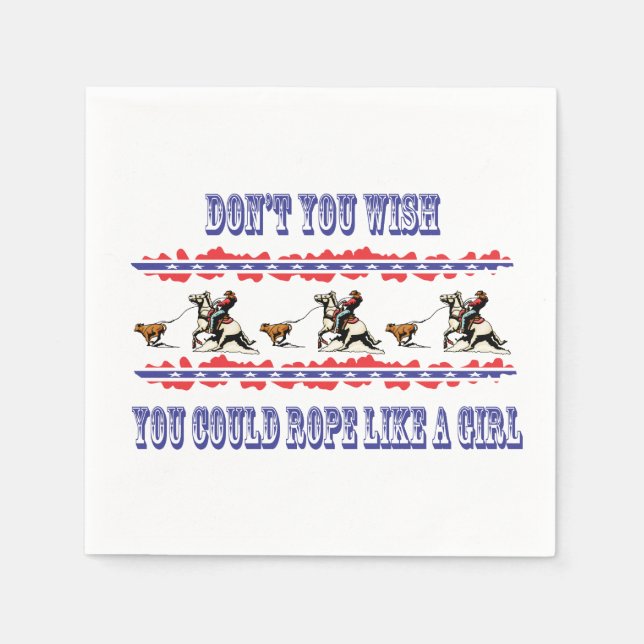 Serviette En Papier Western Party Napkins Rodéo Cowgirl Calf Roping (Devant)