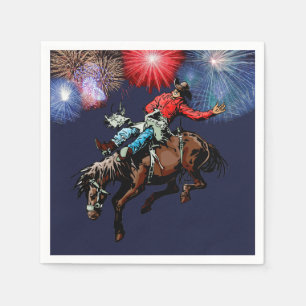 Serviette En Papier Western Party Rodeo Cowboy Bronc Rider Naples