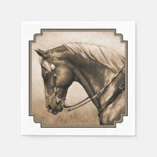 Serviette En Papier Western Ranch Horse Vieux Photo Sepia