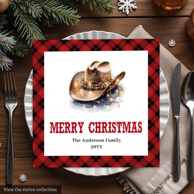 Serviette En Papier Western Red Black Check Holiday Paper Napkins (Western Red Black Check Holiday Paper Napkins)