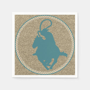 Serviette En Papier Western Rodeo Cowboy Cowgirl Roping