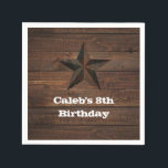 Serviette En Papier Western Rusty Star sur Wood Rustic Country Party<br><div class="desc">Western Rusty Star sur Wood Rustic Country Party Napkins. Customisez avec tout texte. Éléments correspondants disponibles.</div>
