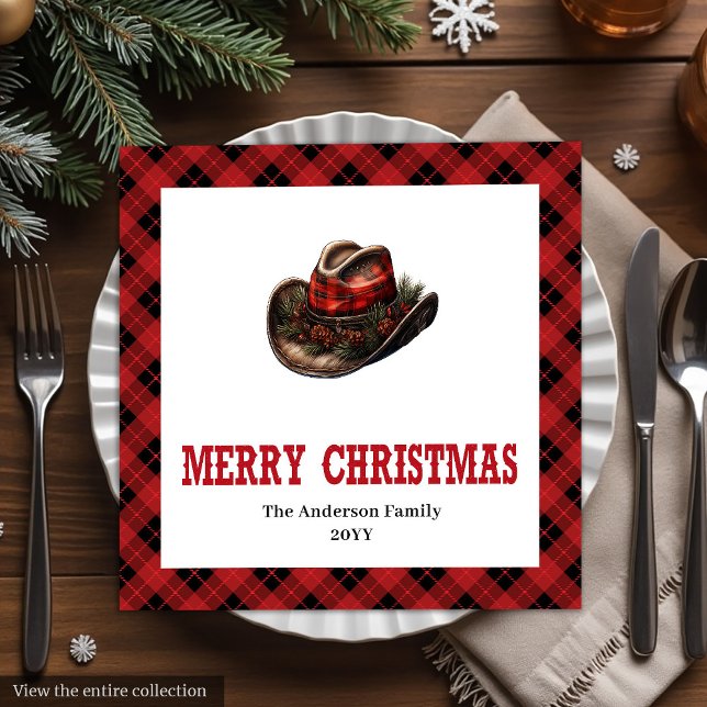 Serviette En Papier Western tartan napkins for holiday table setting (Western tartan napkins for holiday table setting

)