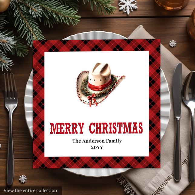 Serviette En Papier Western tartan napkins red black Christmas decor (Western tartan napkins red black Christmas decor

)