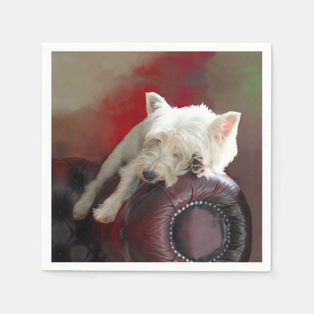 Serviette En Papier Westie au repos (Devant)