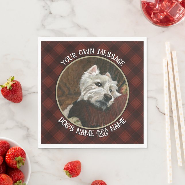 Serviette En Papier Westie sur canapé (En situation)