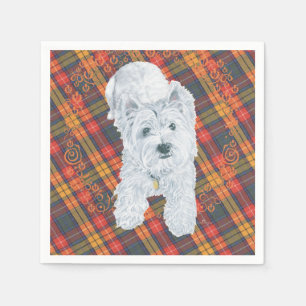 Serviette En Papier Westie sur Tartan