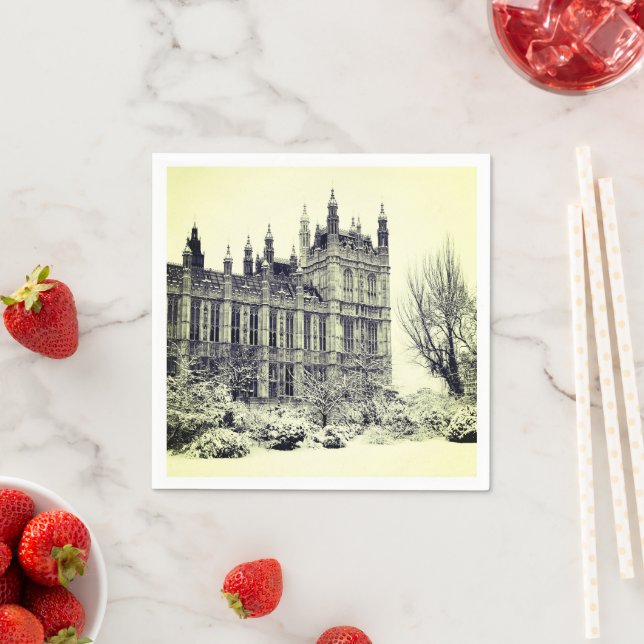 Serviette En Papier Westminster, Parlement, Hiver Londres - Anglais (En situation)