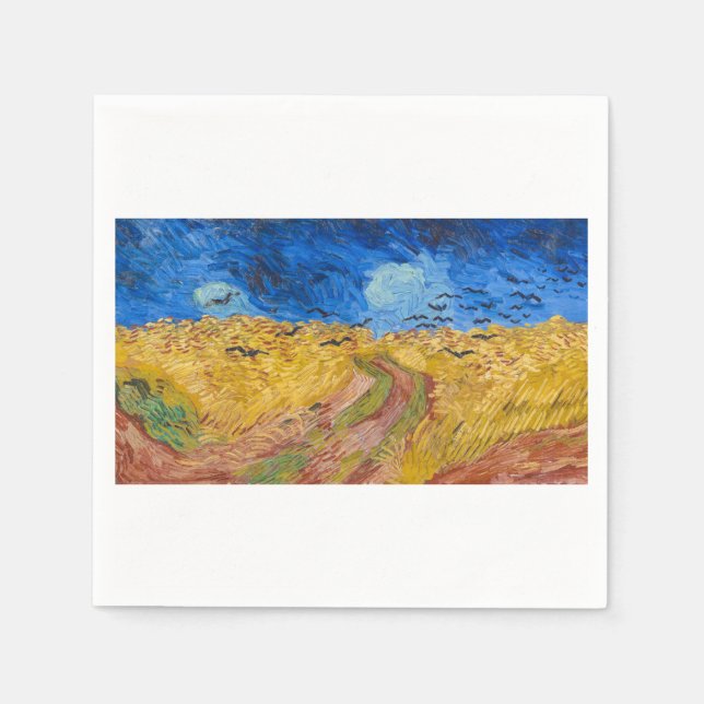 Serviette En Papier Wheatfield with Crows by Vincent van Gogh (Devant)