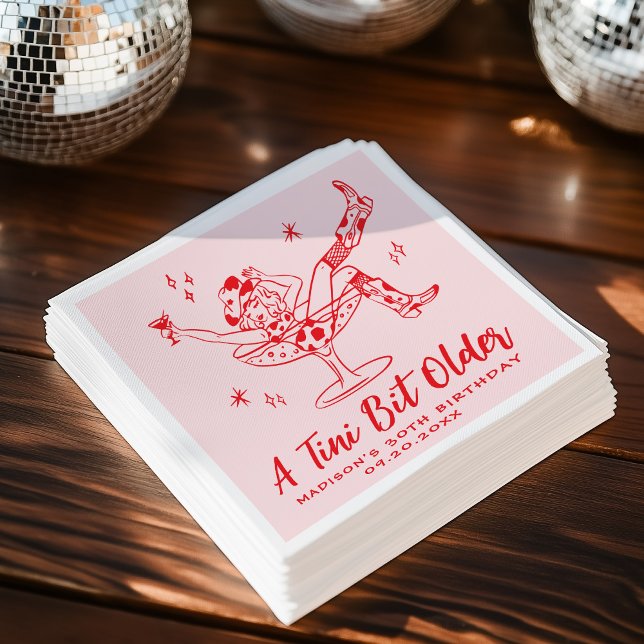 Serviette En Papier Whimsical A Tini Bit Anniversaire rose et rouge (Créateur téléchargé)