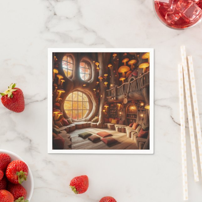 Serviette En Papier Whimsical Autumn Hollowed-Out Tree Decoupage (En situation)