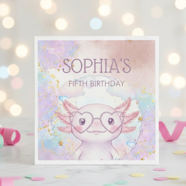 Serviette En Papier Whimsical axolotl kids birthday (Créateur téléchargé)