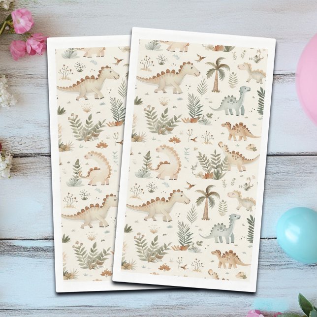 Serviette En Papier Whimsical Boho Jungle Dinosaur Motif (Créateur téléchargé)