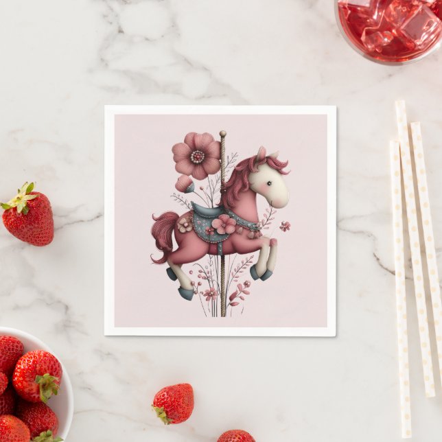 Serviette En Papier  Whimsical Carousel Horse Image (En situation)
