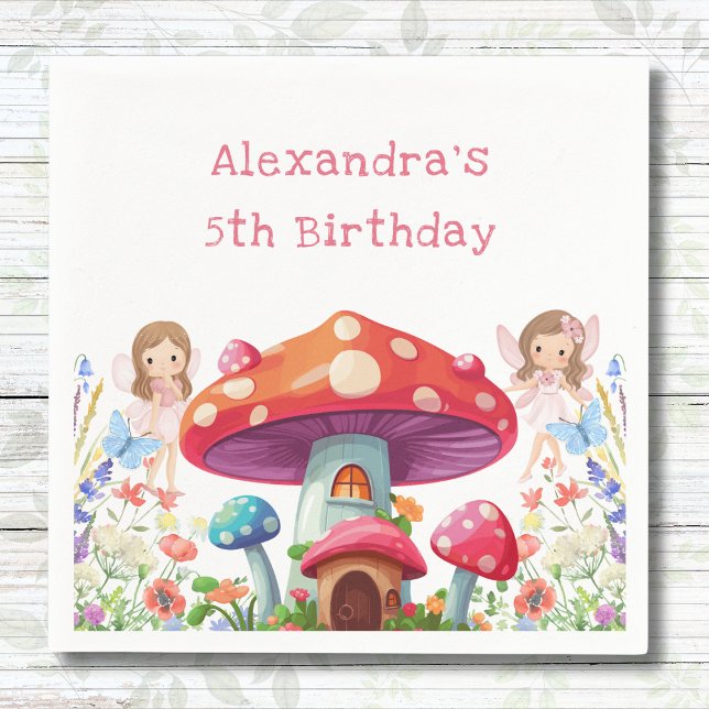 Serviette En Papier Whimsical Champagne Fée Fée Fée Anniversaire (Créateur téléchargé)