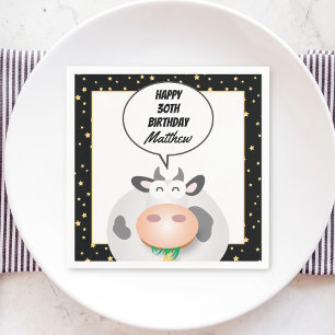 Serviette En Papier Whimsical Cute Holy Cow Bonne fête d'anniversaire