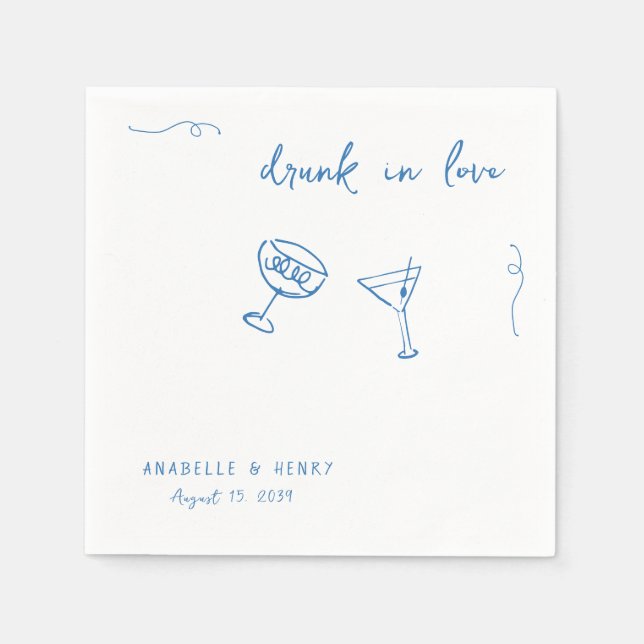 Serviette En Papier Whimsical Drunk in Love Handwriting Script Mariage (Devant)
