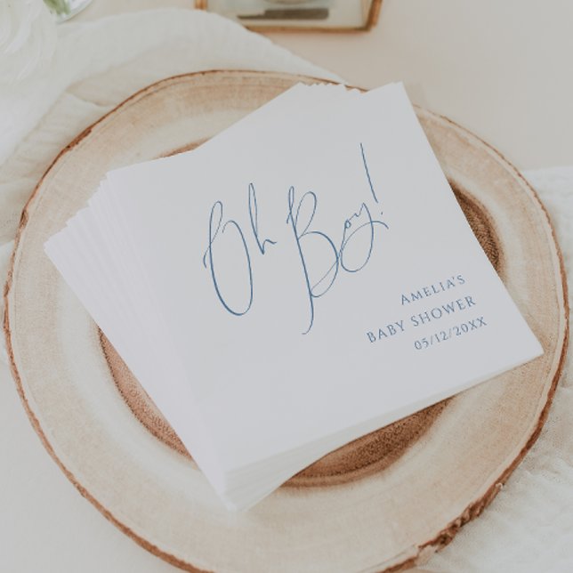 Serviette En Papier Whimsical Dusty Blue Oh mon garçon ! Baby shower (Créateur téléchargé)