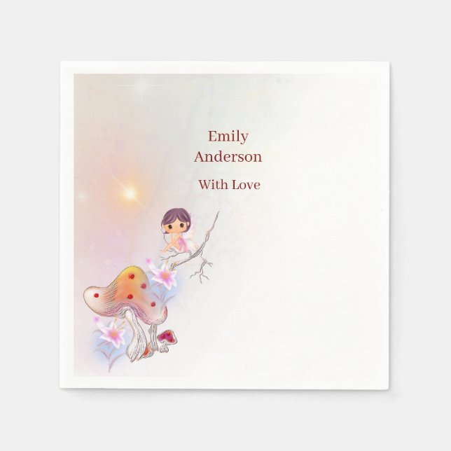 Serviette En Papier Whimsical Fairy Magique 4e Anniversaire serviettes (Devant)