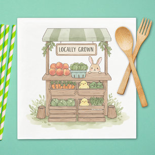 Serviette En Papier Whimsical Farmers Market Stand Aquarelle