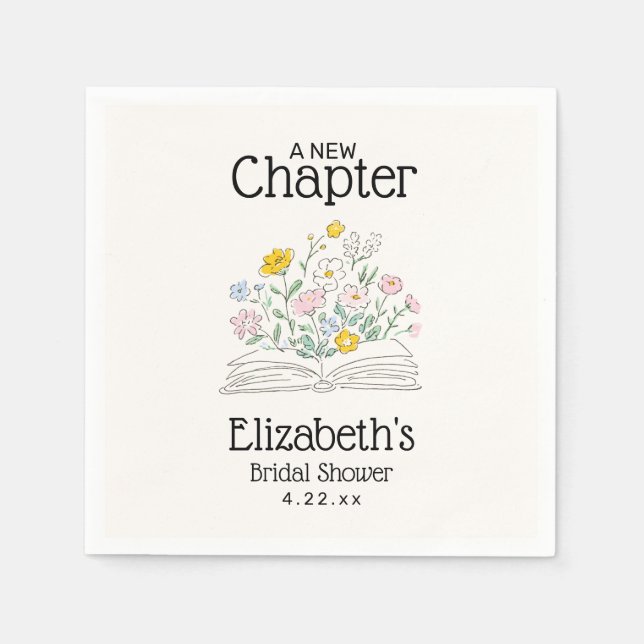Serviette En Papier Whimsical Floral A New Chapter Bridal Shower  (Devant)