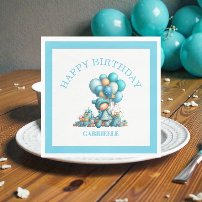 Serviette En Papier Whimsical Fun Teal Birthday  (Créateur téléchargé)