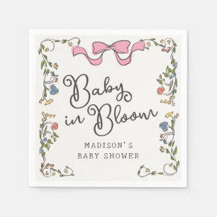 Serviette En Papier Whimsical Garden Party Floral Doodle Baby shower