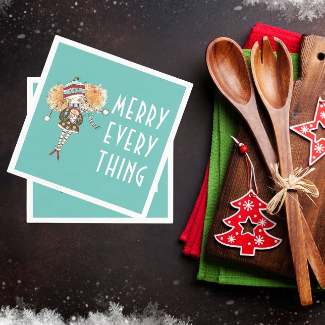 Serviette En Papier Whimsical Girl Merry Tout Noël (Créateur téléchargé)