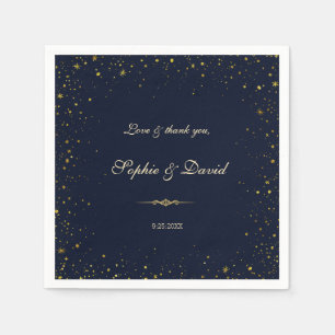 Serviette En Papier Whimsical Gold Starry Mariage de nuit