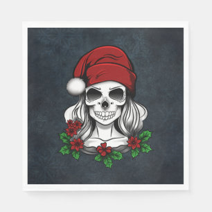 Serviette En Papier Whimsical gothique Père Noël Crâne Noël