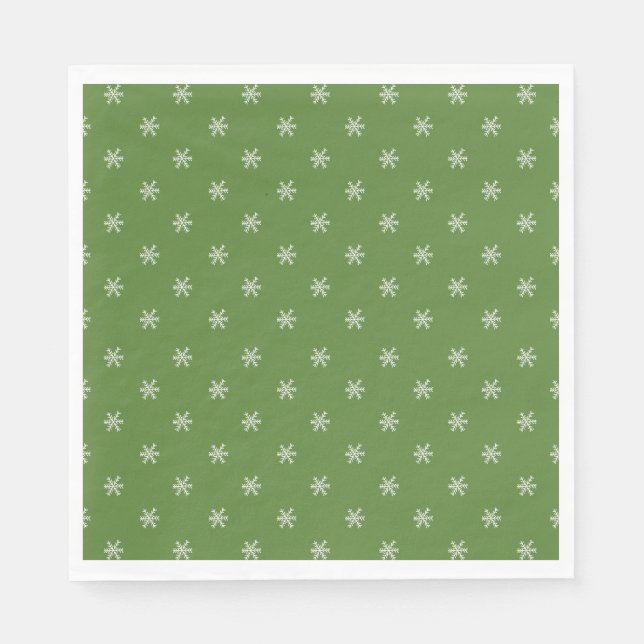 Serviette En Papier Whimsical Hand Drawn Doodle Snowflake Green (Devant)